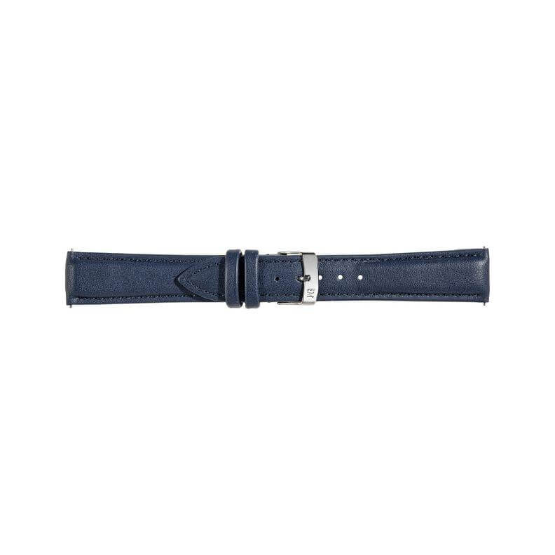 Navy blue Morellato leather watch strap, model A01D5050C47061CR14, made in Italy with a silver buckle.