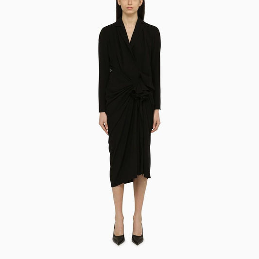 Dries Van Noten Black wool-blend dress with drape