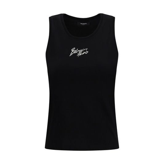Balmain Black Cotton Top 1728,72470364320,Balmain,Black,Clothing,L,New with tags,Sportswear - Clothing,Tops - Sportswear - Clothing,Women