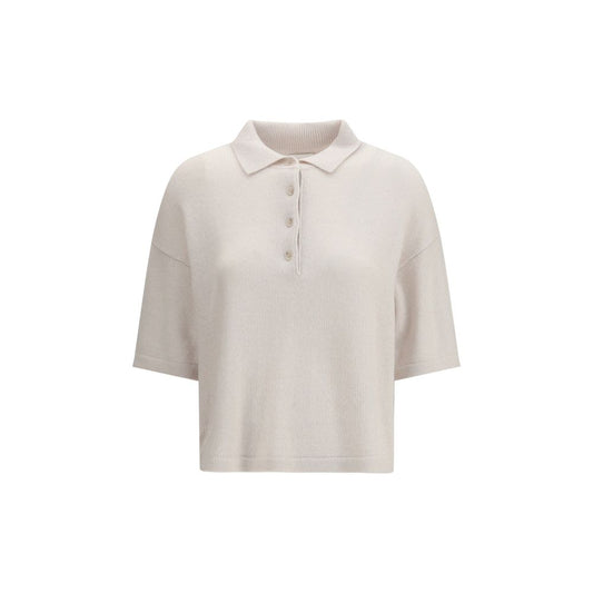 Allude Beige Cashmere Polo Shirt 1728,72470364320,Allude,Beige,Clothing,New with tags,Polo Shirts - T-Shirts - Clothing,S,T-Shirts - Clothing,Women