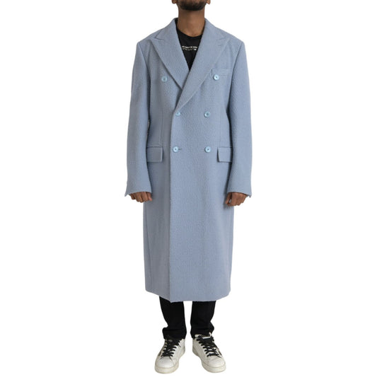 Dolce & Gabbana Blue Cashmere Trench Coat