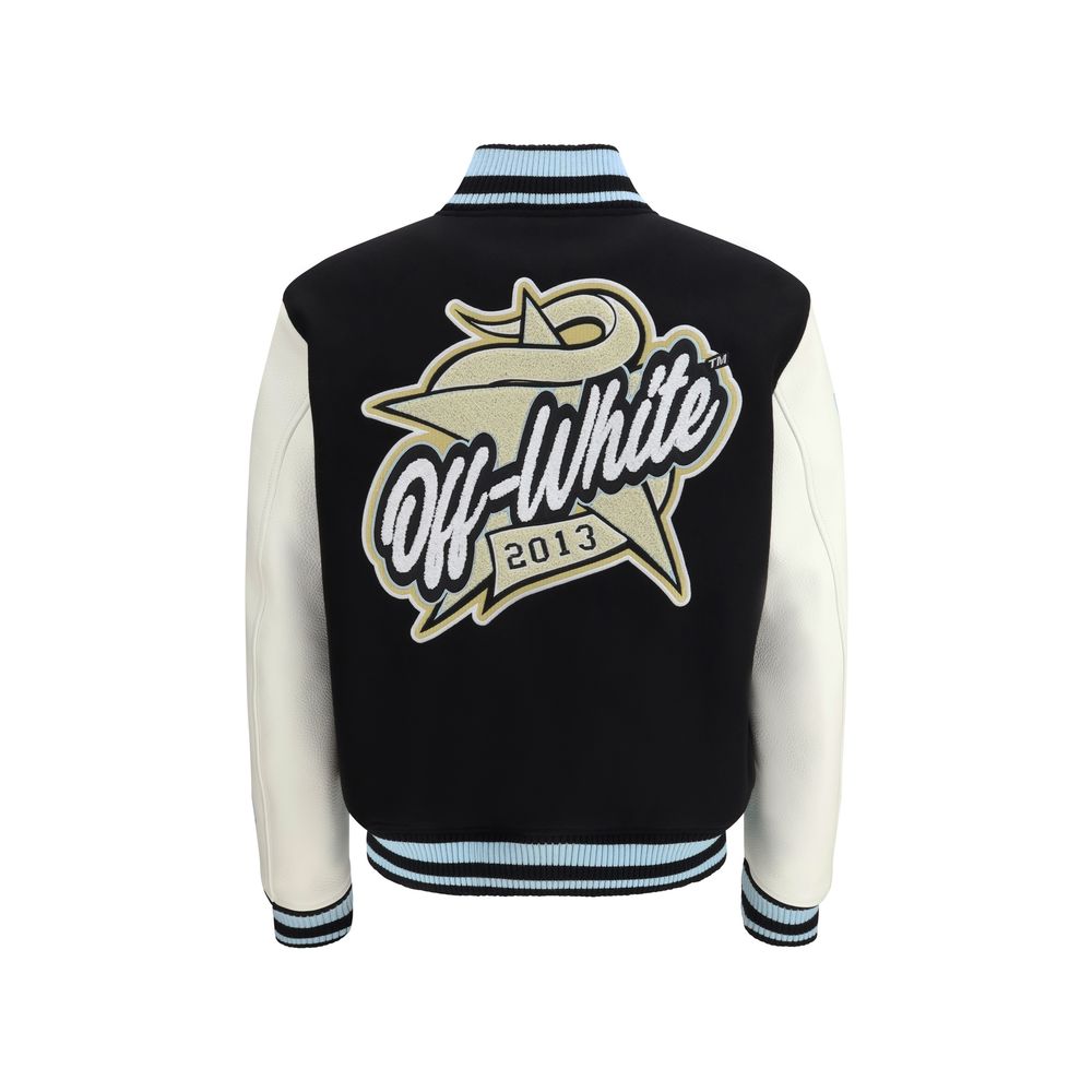 Off-White Black Wool Bomber 1728,72470364320,Black,Bombers - Jackets & Coats - Clothing,Clothing,IT48 | M,Jackets & Coats - Clothing,Men,New with tags,Off-White