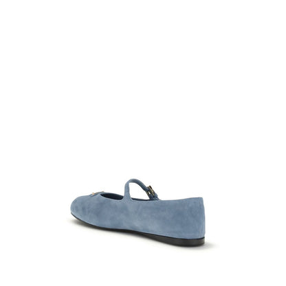 Prada Blue Goatskin Ballet Flats 1728,72470364320,Ballet Flats - Flats - Shoes,Blue,EU38.5/US8.5,EU40/US10,Flats - Shoes,New with tags,Prada,Shoes,Women