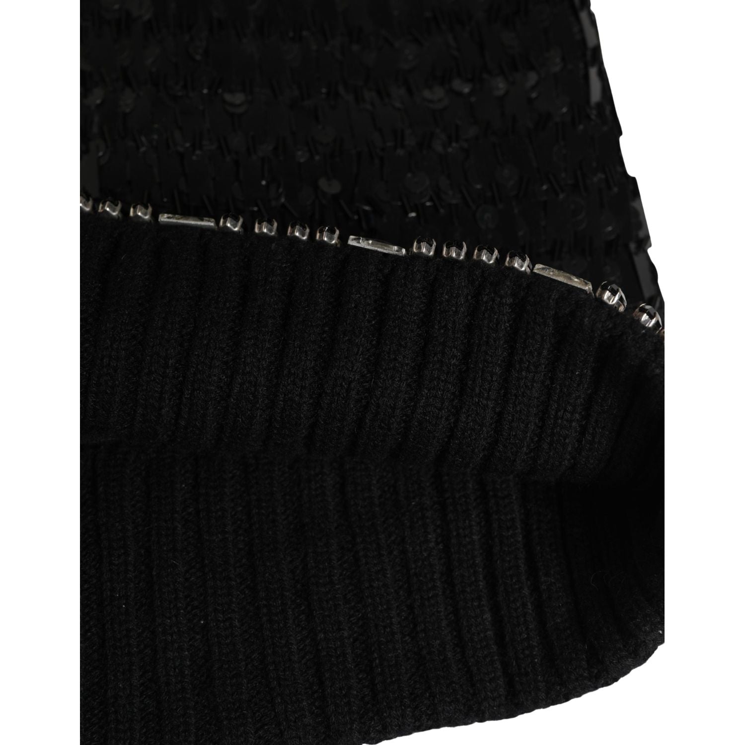Dolce & Gabbana Black Wool Crystal Embellished Balaclava Hat