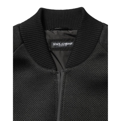 Dolce & Gabbana Men Black Nylon Full Zip Bomber Jacket