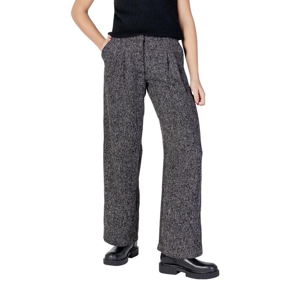 Jacqueline De Yong Black Polyester Flared Pants