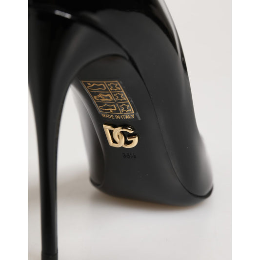 Dolce & Gabbana Black Calf Leather Stiletto Heels Pumps Shoes