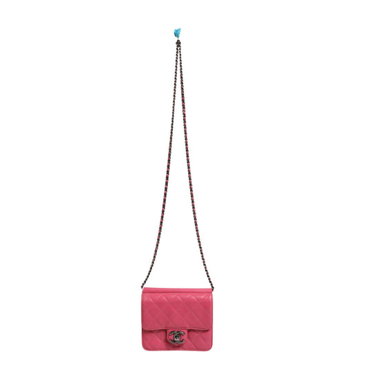 Chanel Pink Quilted Lambskin Leather Classic Square Mini Flap Bag