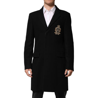 Dolce & Gabbana Black Heraldic Patch Single Breasted Jacket