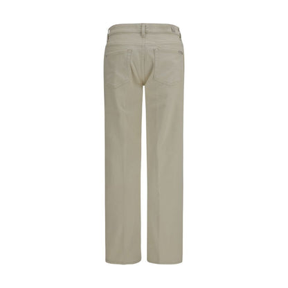 7FOR Beige Cotton Straight-Leg Jeans
