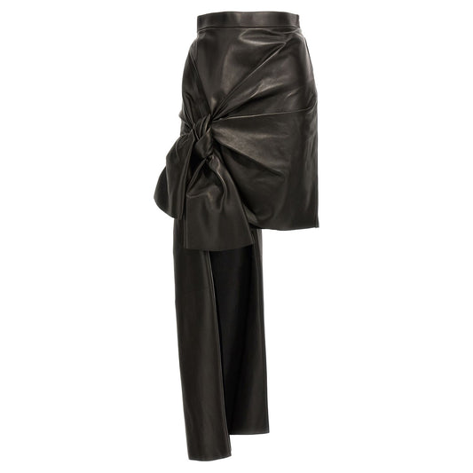 Alexander McQueen Black Lamb Leather Long Skirt