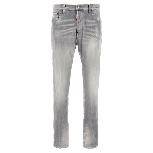 Dsquared² Gray Cotton Straight-Leg Jeans