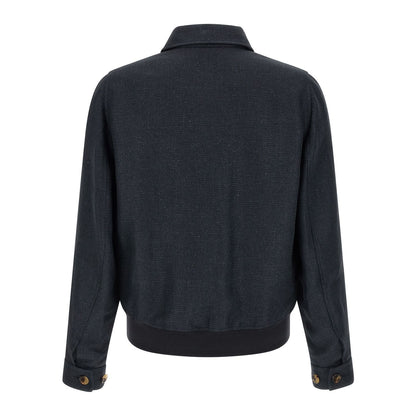 Brunello Cucinelli Blue Sisal Biker Jacket