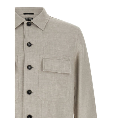 ZEGNA Gray Linen Blouse