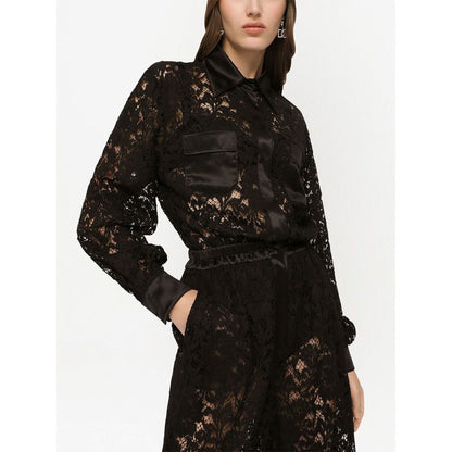 Dolce & Gabbana lace-trim long-sleeve jumpsuit