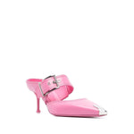 Alexander McQueen 75mm Metallic toe-cap Detail Mules High Heel