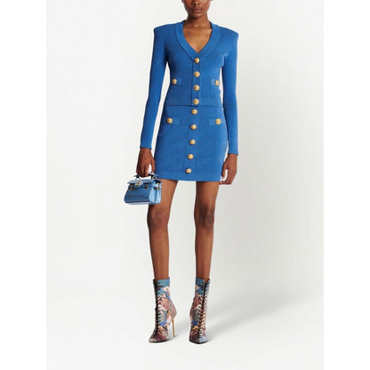 Balmain Button-detail knitted miniskirt