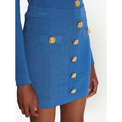 Balmain Button-detail knitted miniskirt