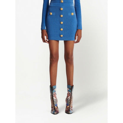 Balmain Button-detail knitted miniskirt