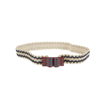 Exquisite J Striped raffia belt