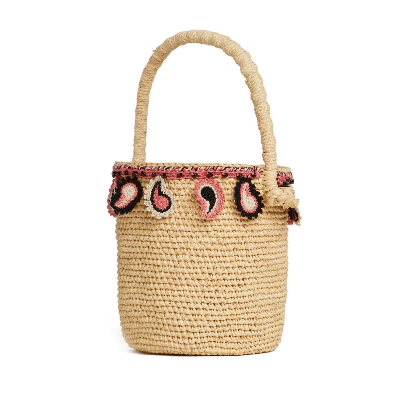 Alanui paisley-appliqué raffia basket bag