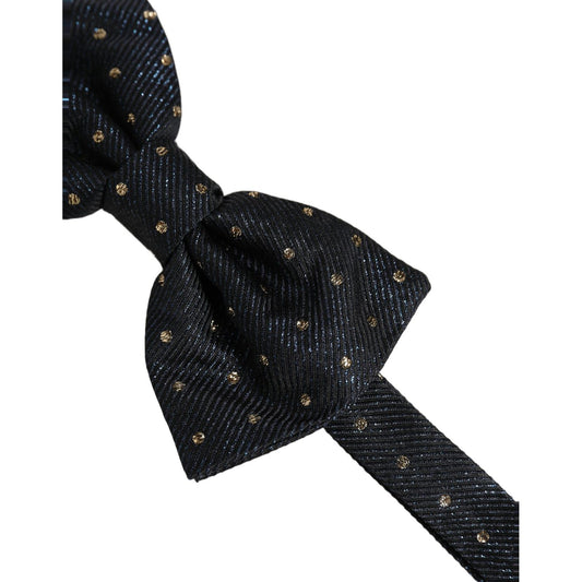 Dolce & Gabbana Men Black Polka Dot Silk Adjustable Neck Papillon Bow Tie
