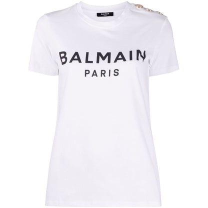 Balmain T-shirt with Balmain Paris print Topwear
