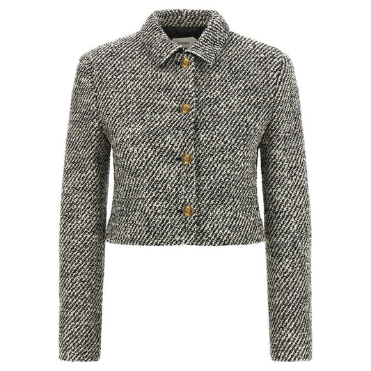 Versace Bicolor Virgin Wool Full-Length Jacket