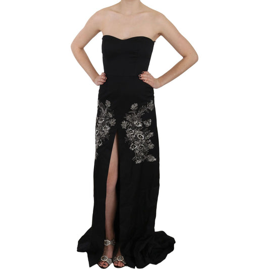 John Richmond Black Sequined Flare Ball Gown Dress DR1679-42