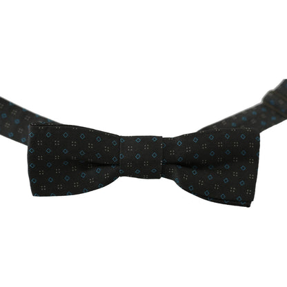Dolce & Gabbana Men Gray Pattern Silk Adjustable Neck Papillon Bow Tie Necktie
