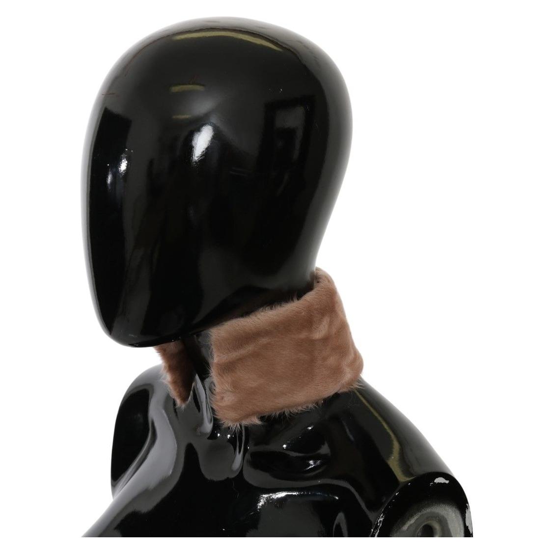 Dolce & Gabbana Beige Fur Neck Collar Lambskin Scarf Fur Scarves