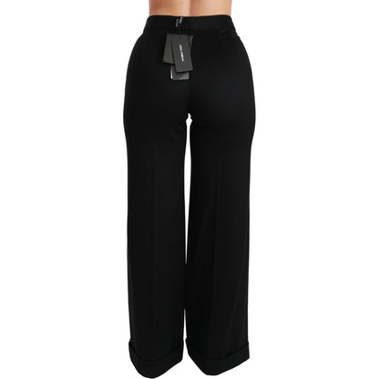 Dolce & Gabbana Black Wide Leg Flared Trouser Cashmere Pants Jeans & Pants