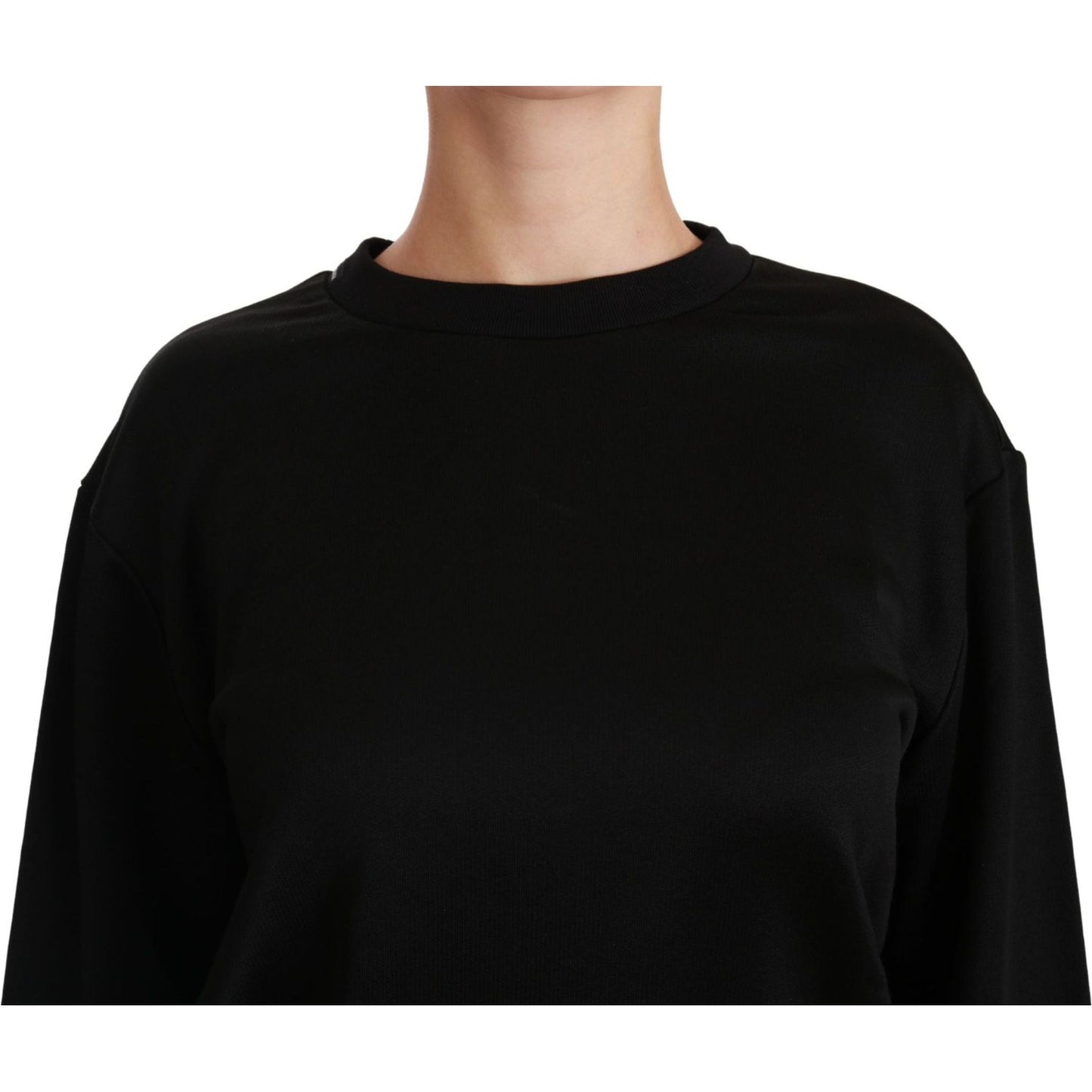 Dolce & Gabbana Black Cotton Crewneck Pullover Sweater