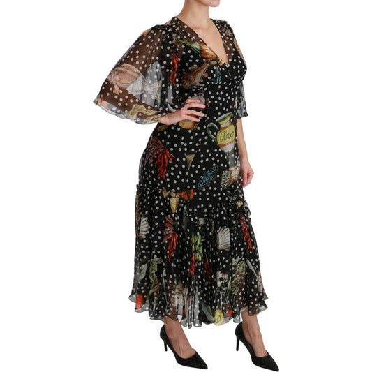 Dolce & Gabbana Black Sea Fish Sicily A-line Shift Dress DR2540-42