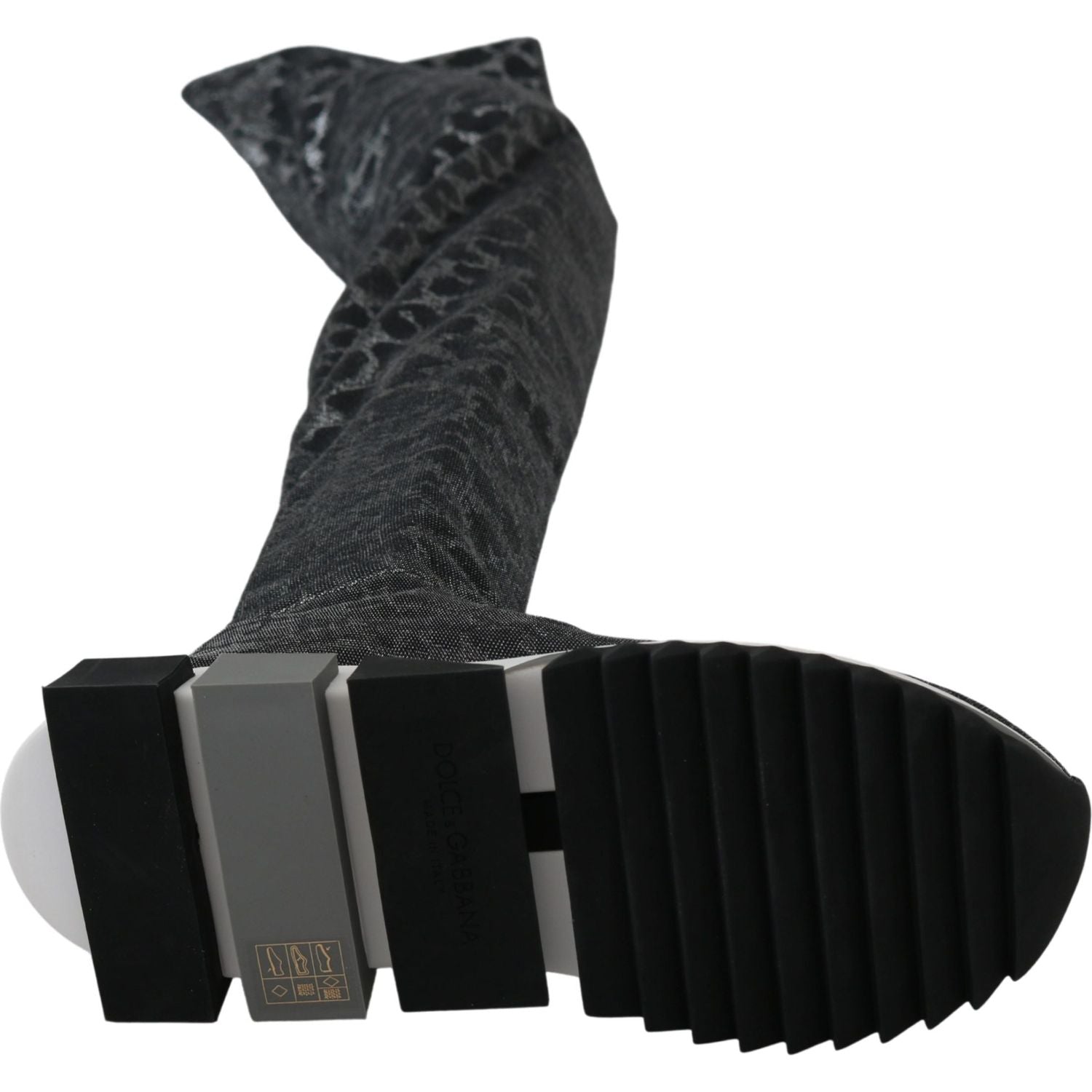 Dolce & Gabbana Gray Leopard High Top Sneakers Booties Shoes