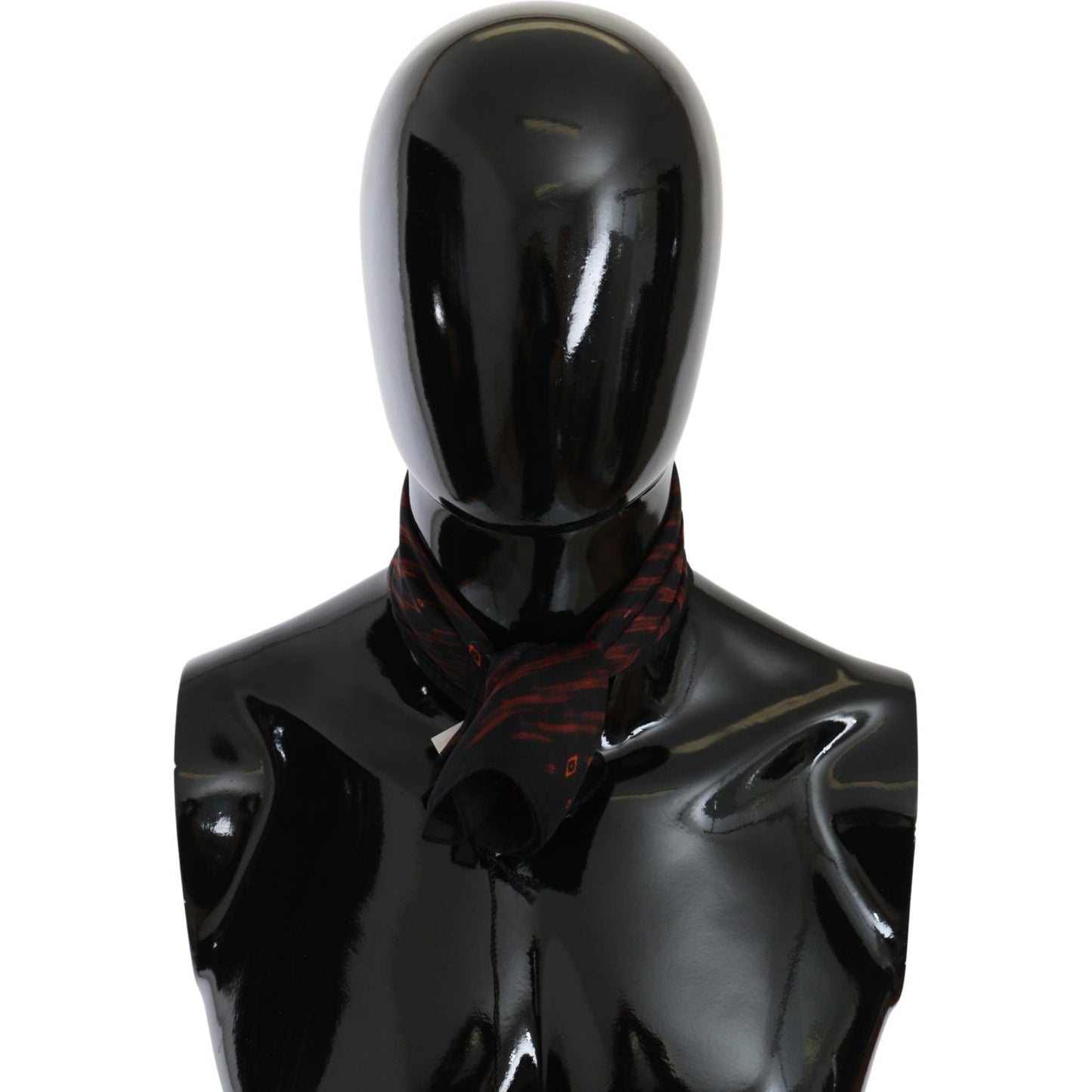 Costume National Black Orange 100% Silk Branded Scarf Silk Scarves