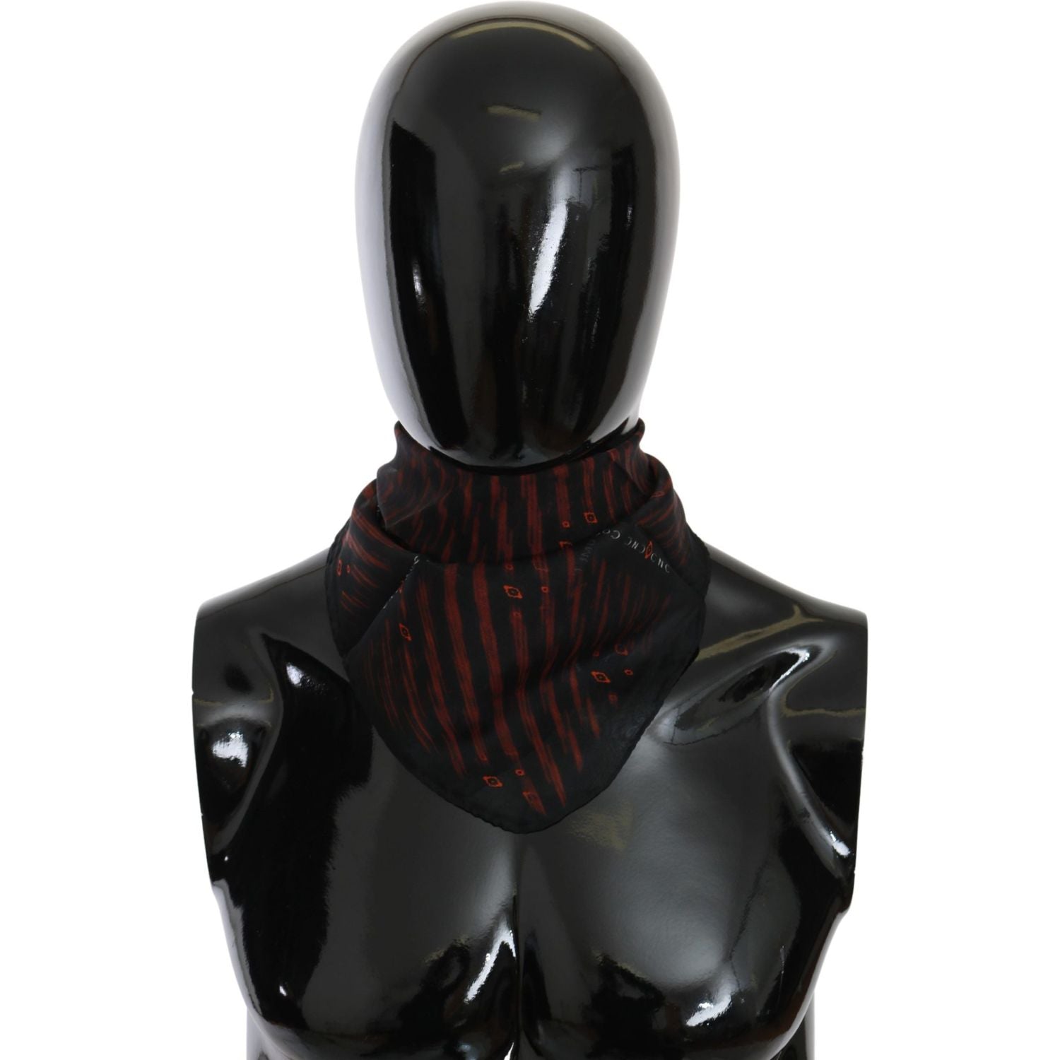 Costume National Black Orange 100% Silk Branded Scarf