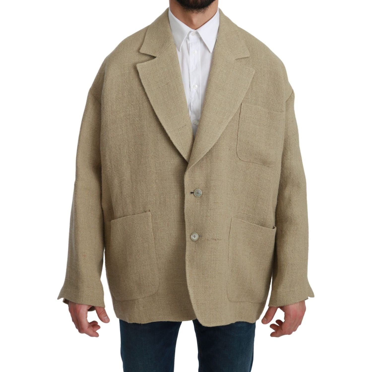 Dolce & Gabbana Beige Jacket Coat 100% Jute Blazer Coat