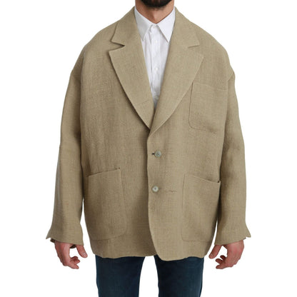 Dolce & Gabbana Beige Jacket Coat 100% Jute Blazer Coat