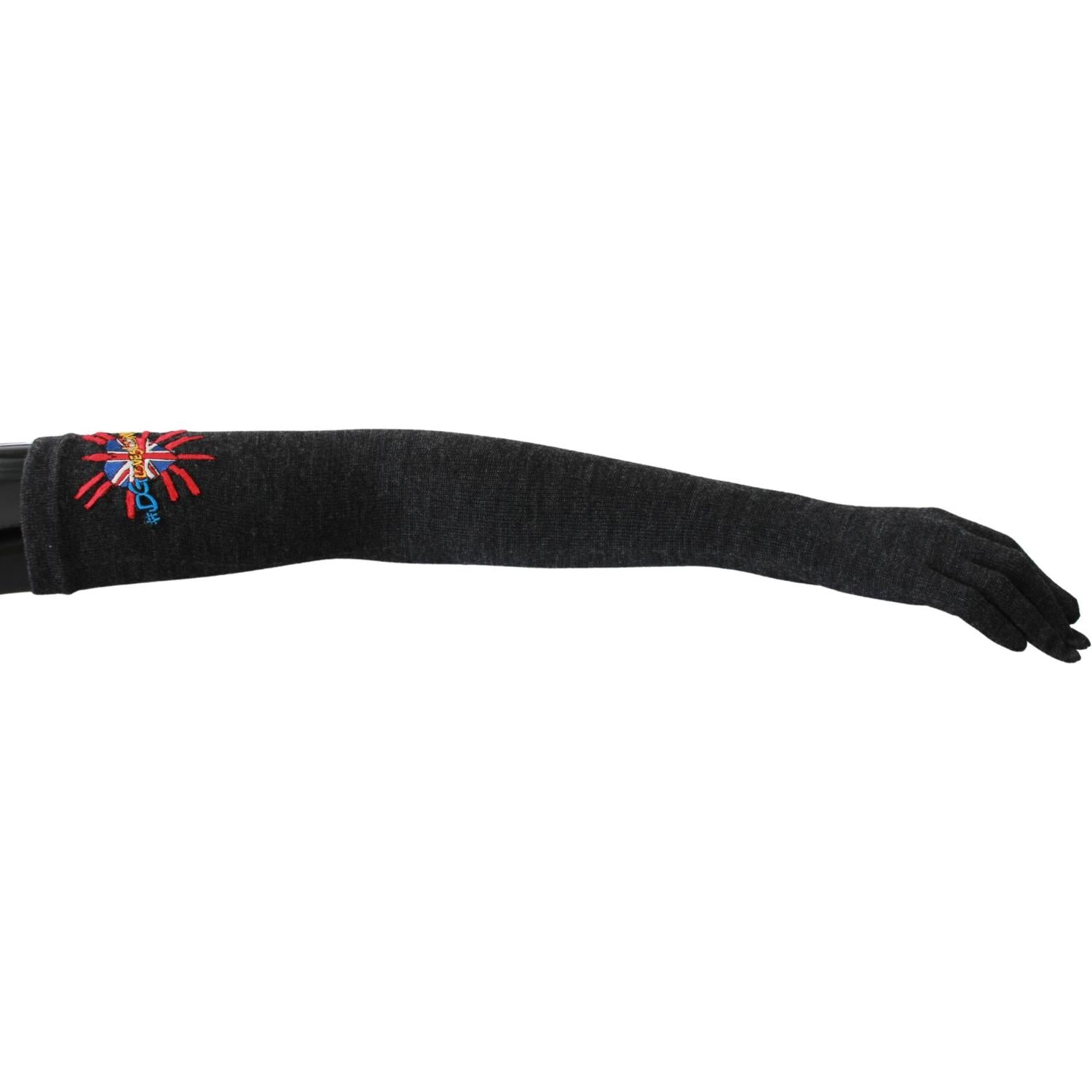 Dolce & Gabbana Gray #DGLovesLondon Embroidered Virgin Wool Gloves