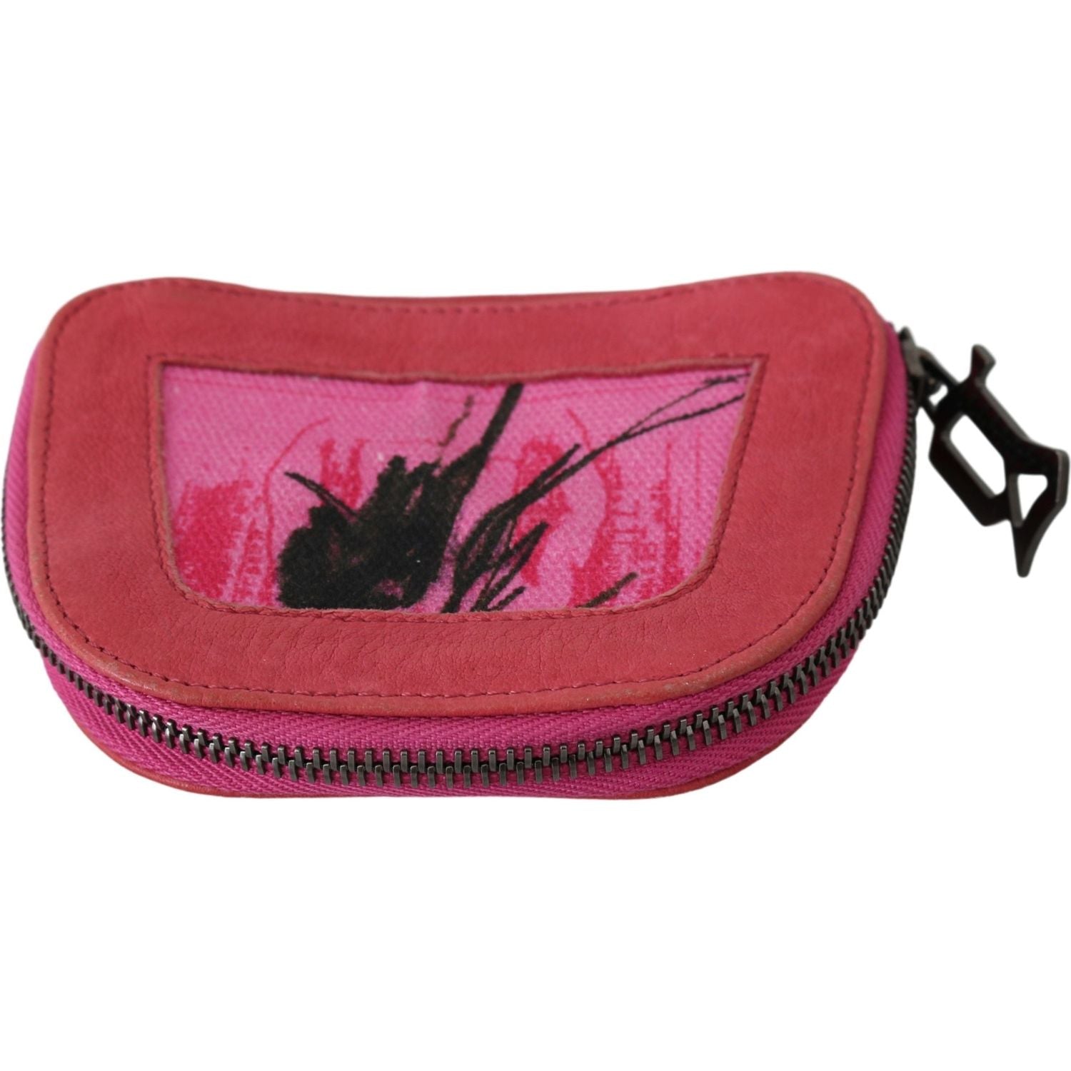 PINKO Pink Suede Printed Coin Holder Women Fabric Zippered Purse