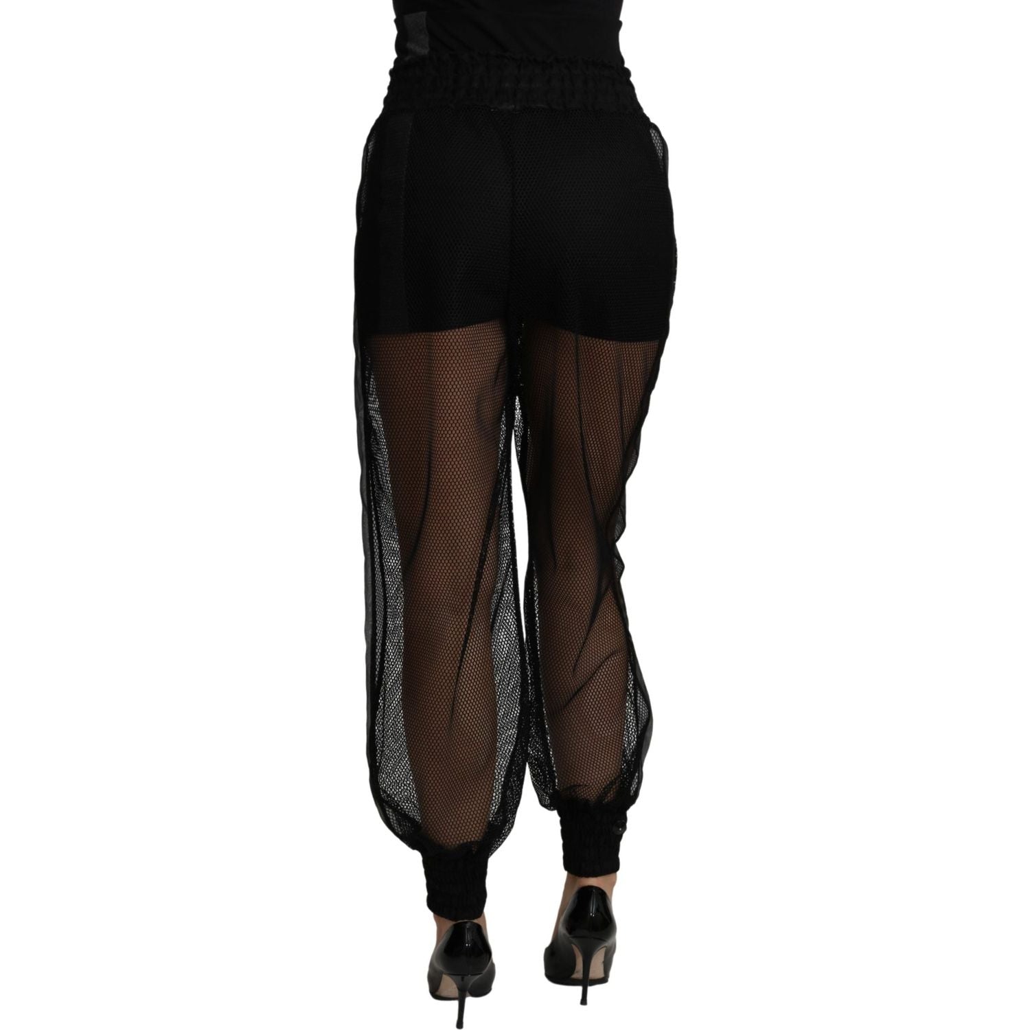 Dolce & Gabbana Black See Through Jogger Polyester Pants