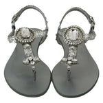 Dolce & Gabbana Elegant Silver Flats with Crystal Embellishments Dolce & Gabbana Dim Gray