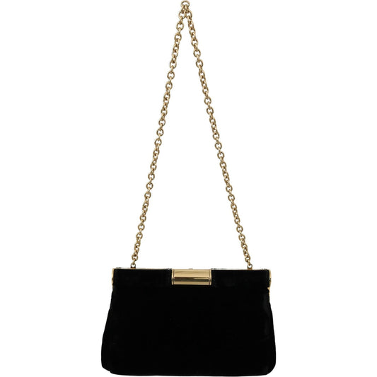 Dolce & Gabbana Black Velvet Crystal Studs Women Crossbody Sling Borse Bag VAS9621