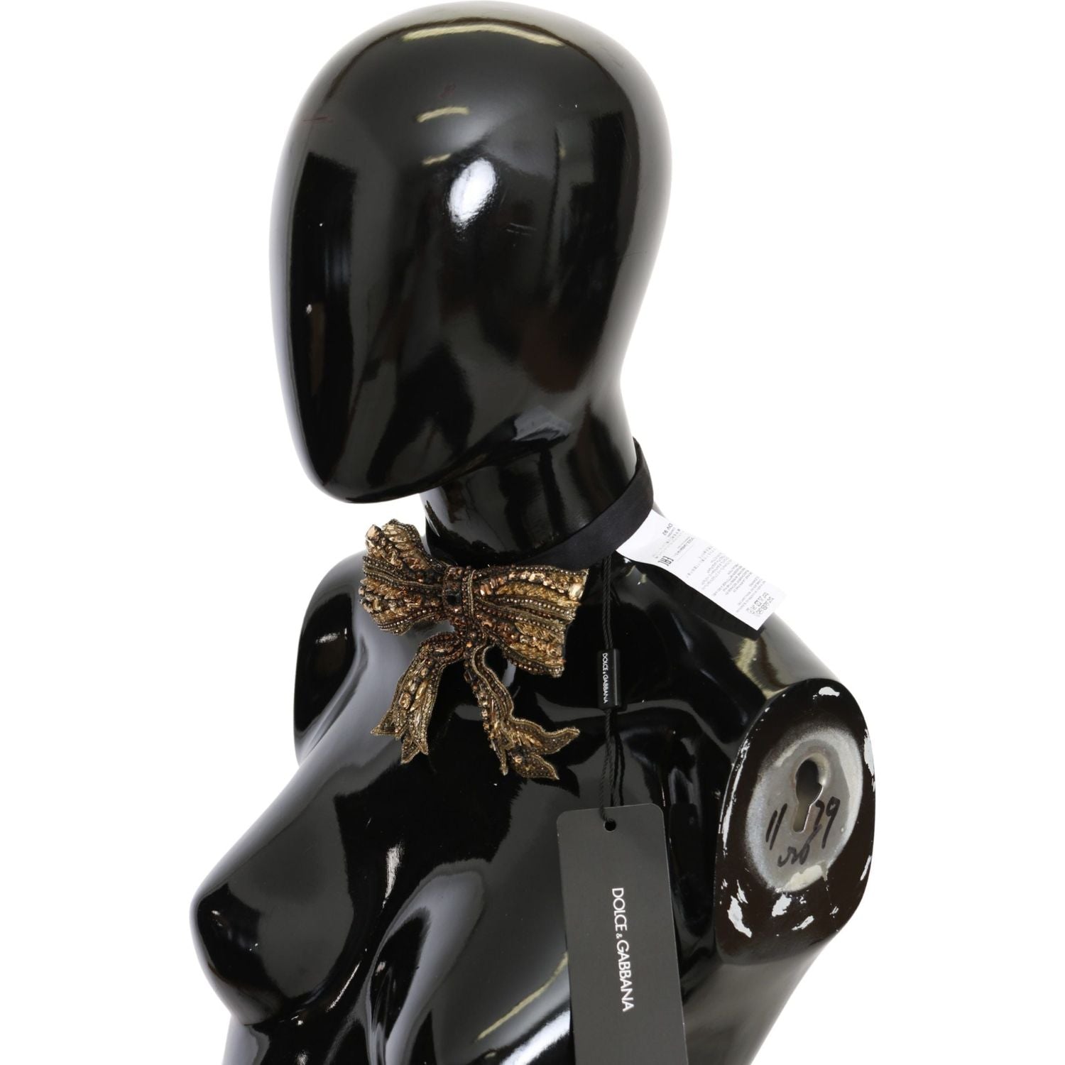 Dolce & Gabbana Gold Crystal Beaded Sequined 100% Silk Catwalk Necklace