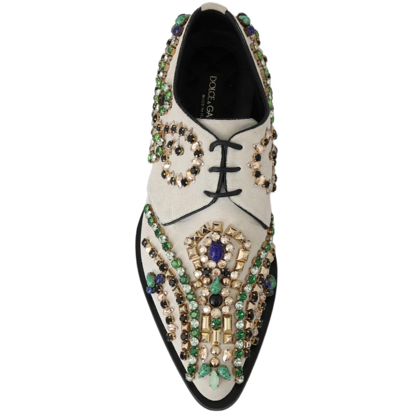 Dolce & Gabbana White Suede Crystal Dress Broque Shoes LA7203-41