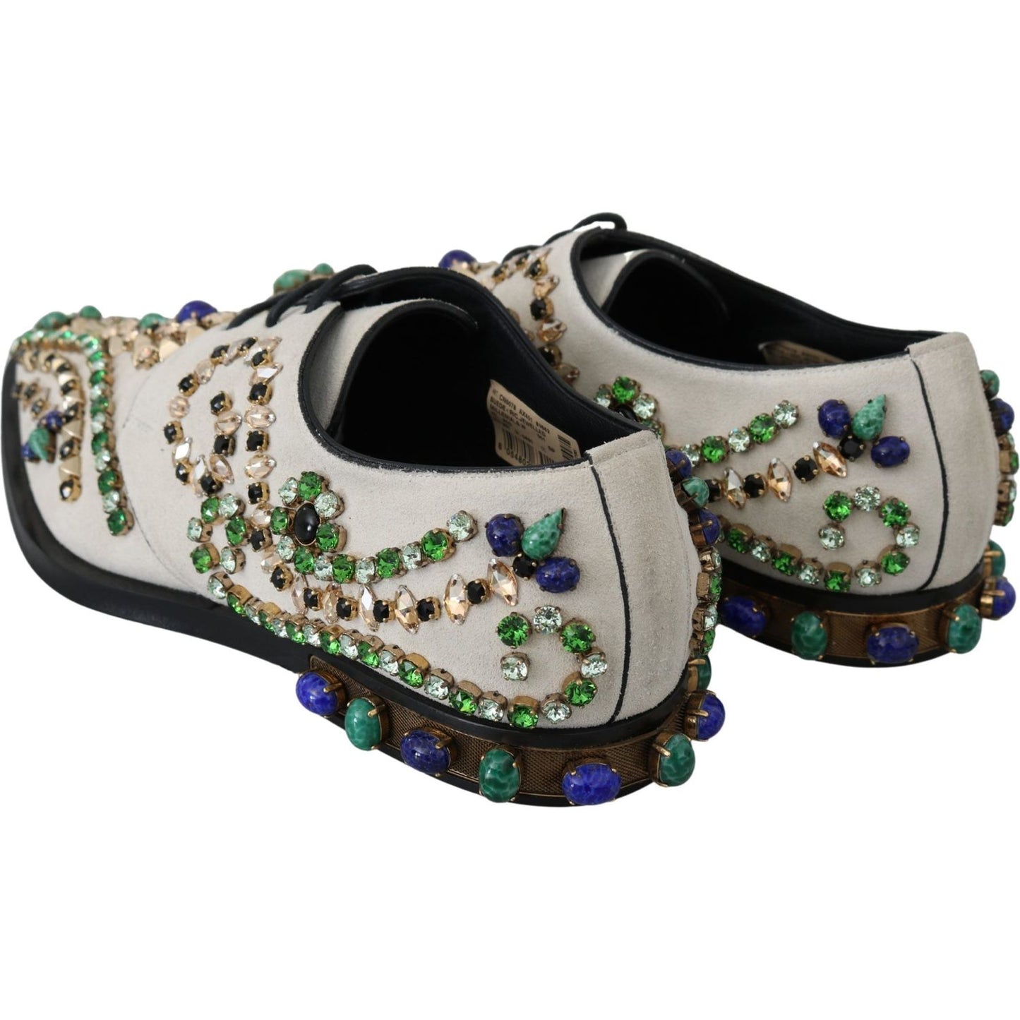 Dolce & Gabbana White Suede Crystal Dress Broque Shoes LA7203-41