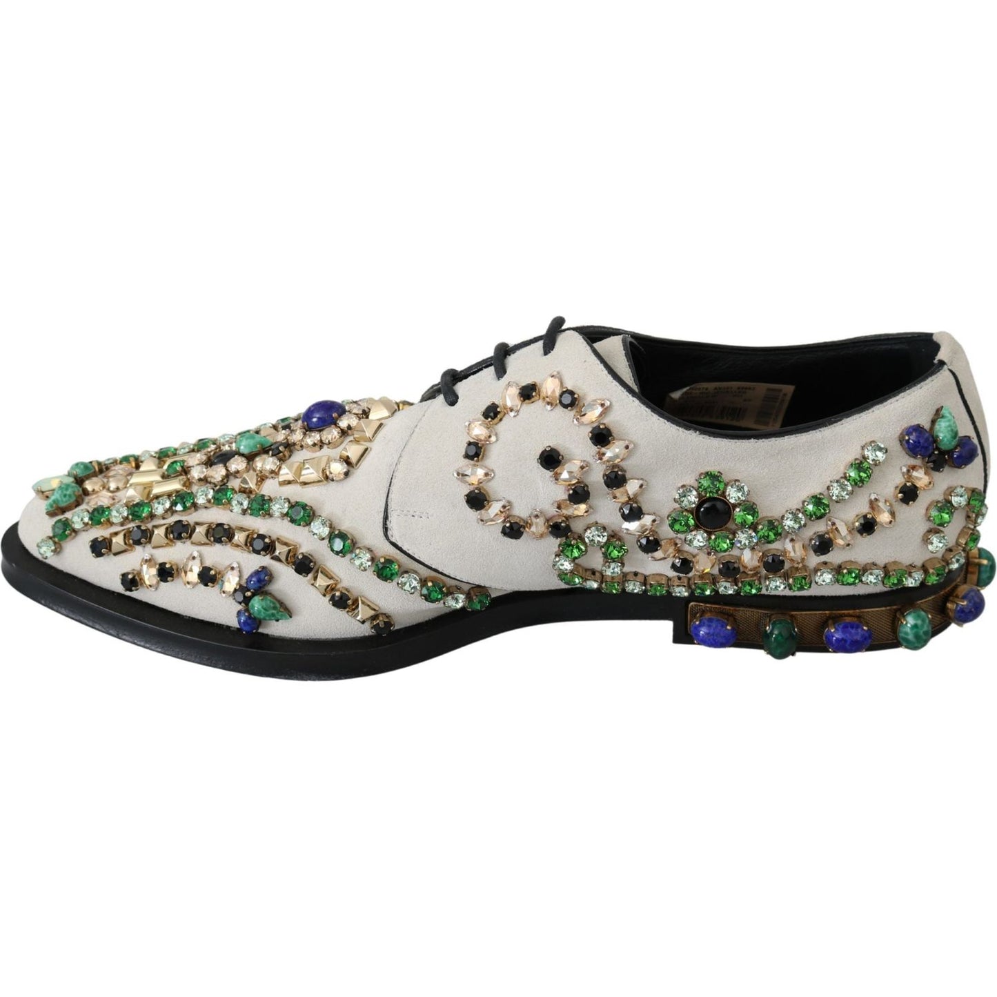 Dolce & Gabbana White Suede Crystal Dress Broque Shoes LA7203-41
