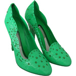 Dolce & Gabbana Green Crystal Floral Heels CINDERELLA Shoes LA7271-40