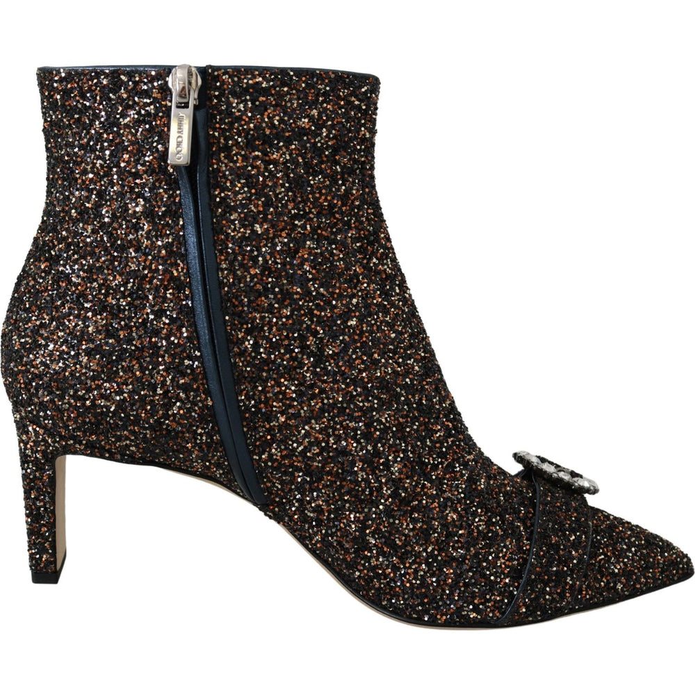 Jimmy Choo Amethyst Mix Hanover Heeled Glitter Boots Jimmy Choo Black